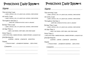 Preview of Preschool Daily Report & Social Emotional Behavioral Observation Checklists