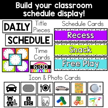 Preschool Daily Schedule Cards in Bright Rainbow Colors by MsKinderhop