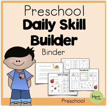 Preview of Preschool Daily Skill-Builder Binder (Suitable for Distant Learning)