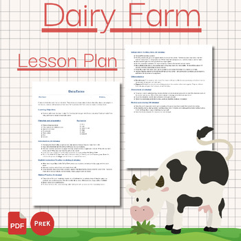 Preview of Preschool Dairy Farm Lesson: Milk, Butter, and Fun Activities