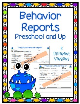 Preview of Preschool Detailed Behavior Reports