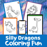 Preschool Dinosaurs - Silly Dragons Coloring Pages and Bookmarks