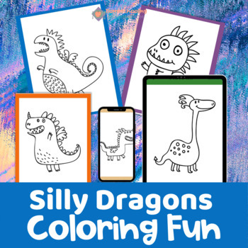 Preview of Preschool Dinosaurs - Silly Dragons Coloring Pages and Bookmarks
