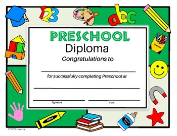 Preschool Diploma - All About School Theme - Editable by Diazi Blue ...