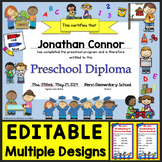 Preschool Diplomas, Certificates, Graduation Invitations Editable