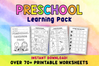 Preschool Distance Learning Pack: Math and Literacy Printable Worksheets