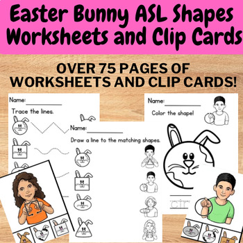 Preview of Preschool Easter Bunny Rabbit ASL Shapes Activity Pages - ASL Shape Activity