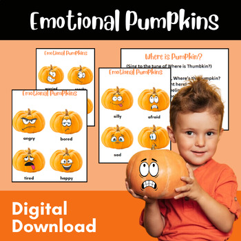 Preview of Preschool Emotional Pumpkin Activity for Fall, October and Halloween Pre K