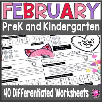 Preview of February Morning Tubs Kindergarten Morning Worksheet Activities