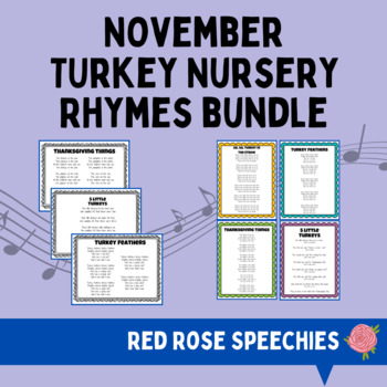 Preview of Preschool Fall Autumn Speech Therapy - Turkey Nursery Rhymes Bundle