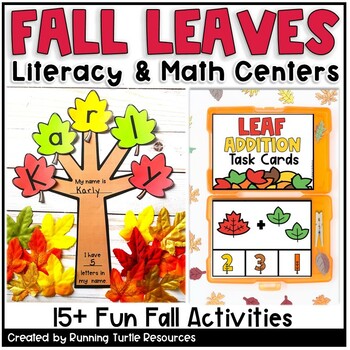 Preview of Fall Leaf Literacy and Math Centers l Autumn Kindergarten Activities