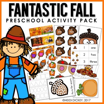 Preview of Preschool: Fall Theme Learning Pack