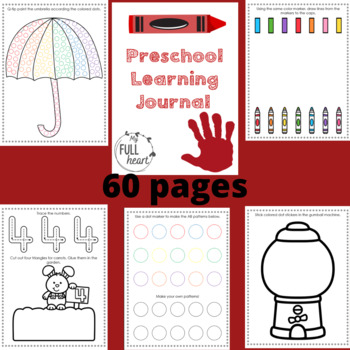 Preview of Preschool Fine Motor Journal Learning Worksheets Cut and Glue Tracing