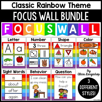 Preview of Preschool Focus Wall Complete Bundle in Classic Rainbow Style