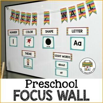 Preview of Preschool Focus Wall Set-7 designs + editable cards