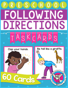 Preview of Preschool Following Directions Task Cards