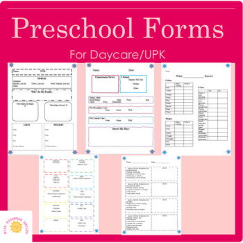 Preview of Preschool Forms for UPK/Daycare