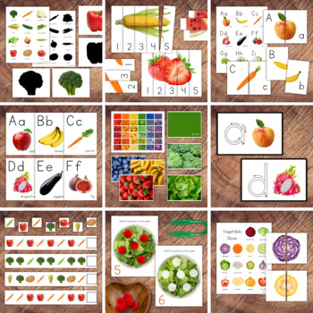 Preview of Preschool Fruits & Vegetables Themed Bundle