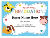 Preschool Graduation Certificate - Editable