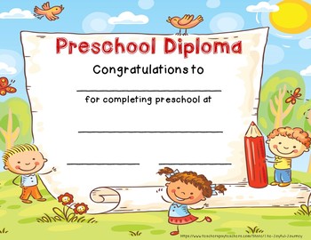 Preschool Diploma Graduation Certificate Preschool End of Year Certificate