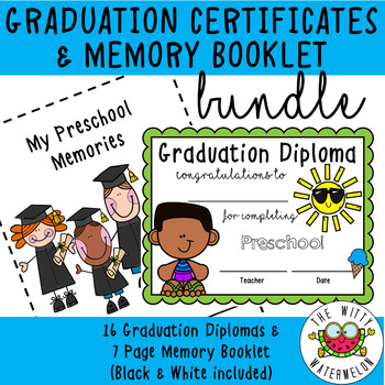 Preview of Preschool Graduation Certificates & Memory Booklet BUNDLE