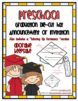 Preview of Preschool Graduation Die Cut Hat Announcement or Invitation