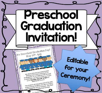 Preview of Preschool or Kindergarten Graduation Invitation!