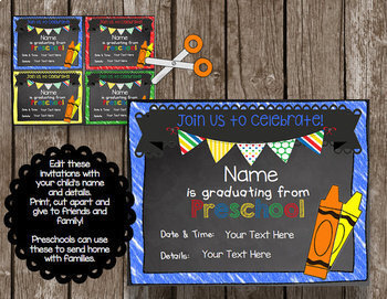 Preschool Graduation Invitation - EDITABLE - Chalkboard | TpT