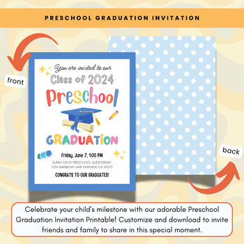 Preschool Graduation Invitation, Preschool Certificate, Preschool Diploma