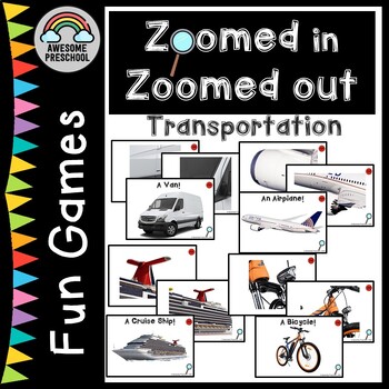 Preview of Zoom and Guess: Transportation Vehicles Edition - Preschool no prep