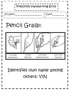 Preview of Preschool Handwriting Rubric