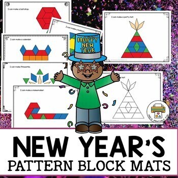 Preview of Preschool Happy New Year Pattern Block Mats