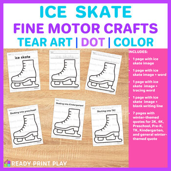 Preschool Ice Skate Tear Art Craft | Kindergarten Winter Bulletin Board ...