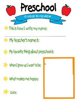 Preview of Preschool In Review Memory Book Page