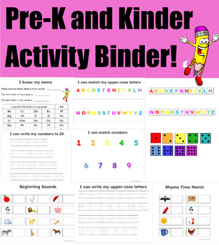 Preview of Preschool, Kindergarten Activity Binder- Get ready for kinder! Kinder readiness