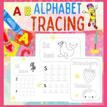 Preview of Preschool Kindergarten Alphabet Recognition Letter Tracing - coloring Worksheets