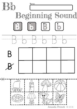Preschool & Kindergarten: Beginning Sounds Worksheets by Amanda French