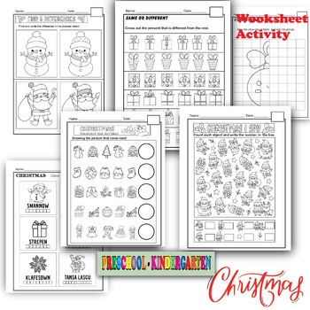 Preschool Kindergarten Christmas Themed Worksheet Activity Printable