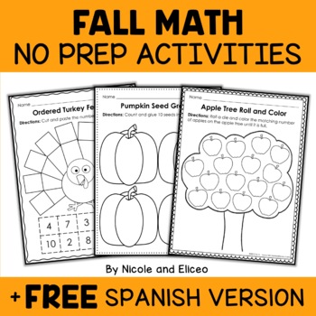 Preview of Fall Kindergarten Math Activities + FREE Spanish