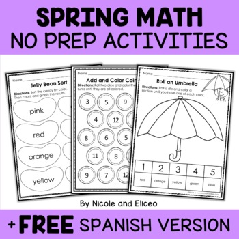 Preview of Spring Kindergarten Math Activities + FREE Spanish