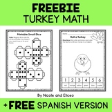FREE Thanksgiving Dice Draw a Turkey Math Activity + Spanish