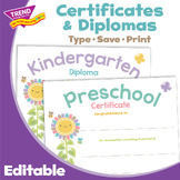 Preschool Kindergarten Diploma Certificate Calming Nature 