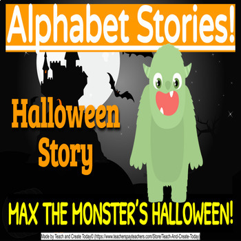 Preview of Preschool Kindergarten ELA Reading Activity  Alphabet Stories Halloween