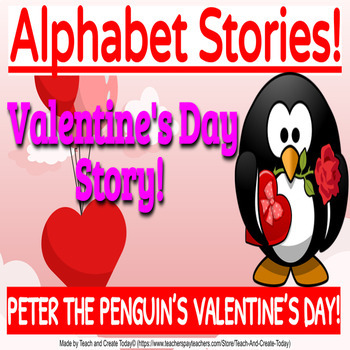 Preview of Preschool Kindergarten ELA Reading Activity Alphabet Stories Valentine's Day