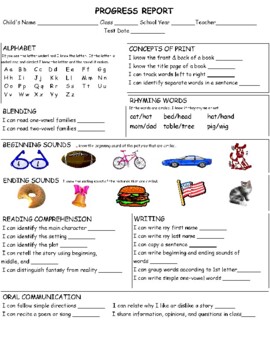 Preview of Preschool/Kindergarten End-of-Year Assessment/Progress Report