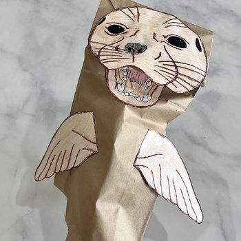 Preview of Preschool/Kindergarten FUR SEAL Paper Bag Puppet Craft w/Instructions