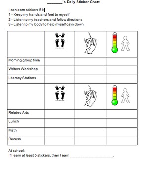 Preview of Preschool, Kindergarten, First Grade Behavior Chart