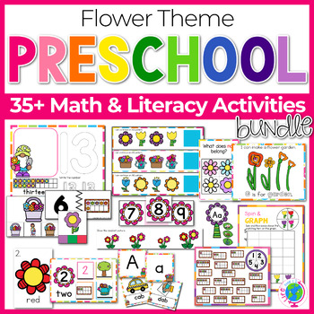 Preview of Preschool & Kindergarten Flower Theme Math & Literacy Pack