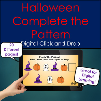 Preview of Preschool Kindergarten Halloween Pattern Worksheet No Prep Distance Learning