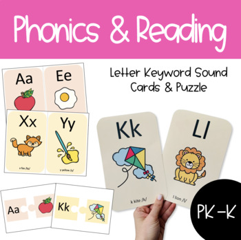 Preview of Preschool & Kindergarten Letter Keyword Sound Cards & Puzzle